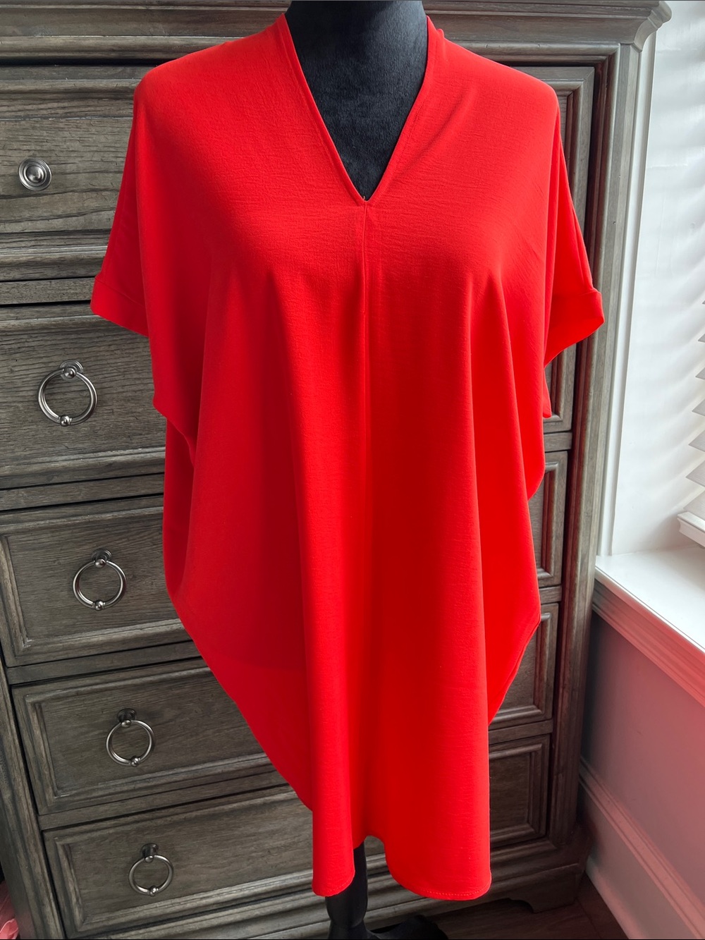 Karlie Vibrant Orange V-Neck Mini Dress Medium